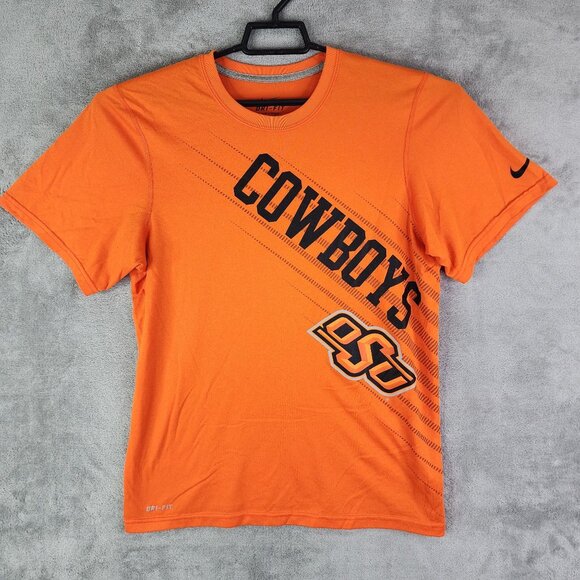 Men's Orange Nike Dri-Fit OSU Cowboys Shirt Short Sleeve Crew Neck Size S - Picture 2 of 10